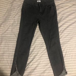 LOFT light gray fringe bottom jeans, size 8